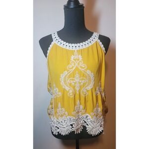 Ultra Pink Yellow/Mustard Boho Top